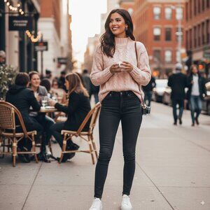 Charlie Holiday Dune Cable Knit Sweater Dusty Pink NWT